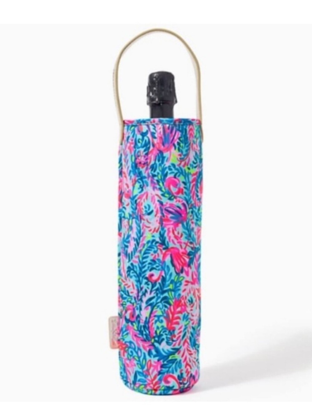 Lilly Pulitzer Pink, Aqua & Navy Floral Wine Bag
